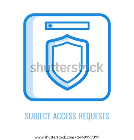 Subject access requests icon - thin outline symbol of general data protection regulation principle in illustration. Line symbol of shield for gdpr and personal information security concept.