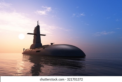 Submarine against the evening sky.