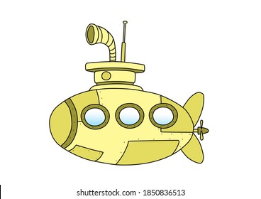 Submarine Drawings Kids Yellow Submarine Outline Stock Illustration ...