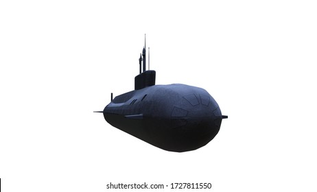 Submarine isolated on white. Render 3d. Illustration.