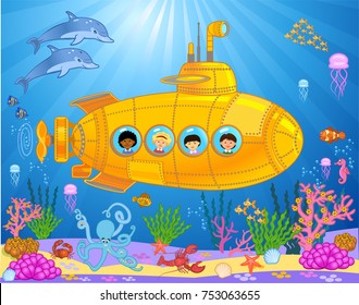 Submarine Kids Stock Illustration 753063655 | Shutterstock