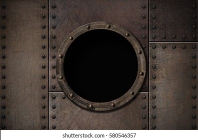 Submarine Porthole Metal Rusty Background 3d Illustration