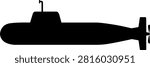 Submarine Side View Vector Silhouette Illustration