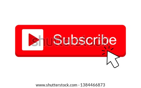 Subscribe button color with arrow cursor and shadow. illustration