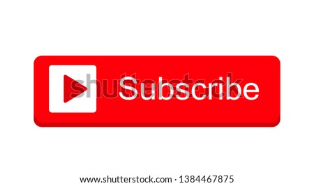 Subscribe button color with hand cursor and shadow. illustration