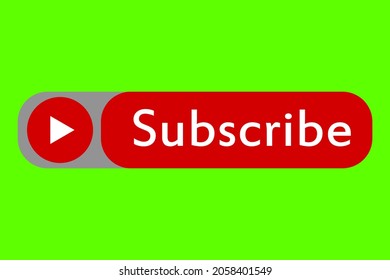 Subscribe Button Isolated On Green Screen. Lowerthird For Video Element.