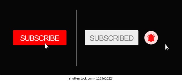 Subscribe Button, Subscribed with Red Bell on Dark Grey Background