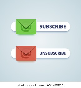 Subscribe and unsubscribe buttons with envelope sign.