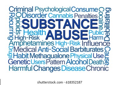 Substance Abuse Word Cloud on White Background