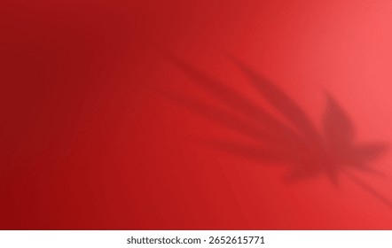 Subtle Cannabis Leaf Shadow on Red Background
