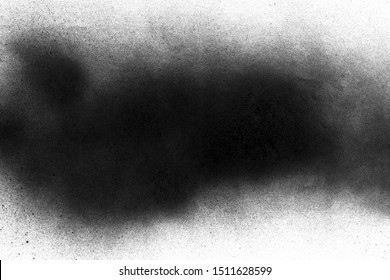 Subtle Grit Texture Of Black Spray Track On White Paper. Particles And Blots Of Paint