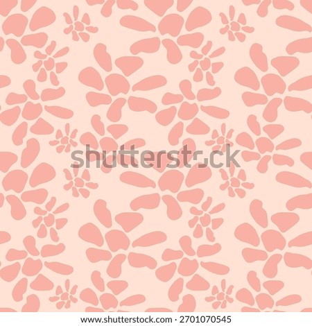 Subtle monochromatic seamless pattern of abstract blush floral shapes. Symbolizes gentle femininity and tenderness. Excellent for refined cosmetic and baby product packaging.