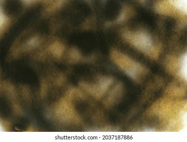 Subtle Noise Black And Gold Spray Paint Texture. Abstract Splattered Background.