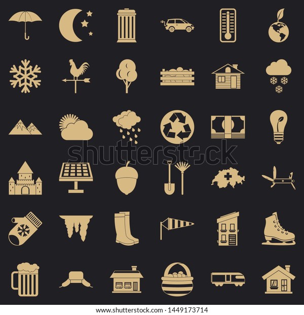 Suburb house icons set. Simple style of 36\
suburb house icons for web for any\
design