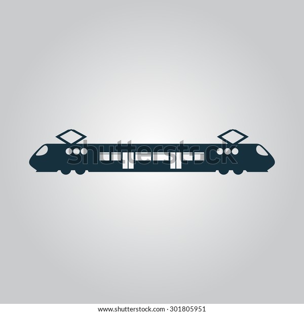 Suburban electric train. Flat web icon or sign\
isolated on grey background. Collection modern trend concept design\
style  illustration\
symbol