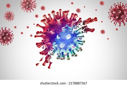 Subvariant Virus Spreading As Viral Pathogens Mutating Variants And Mutation As A Transmissible Health Risk Concept And New COVID-19 Outbreak Or Coronavirus Mutations As A 3D Render.