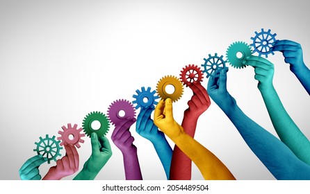 Succeeding together and collaborating for progress or team collaboration concept or connecting unity teamwork idea as a business metaphor as diverse people connected with 3D illustration elements. - Powered by Shutterstock