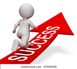 Success Arrow Indicating Winner Progress 3d Rendering
