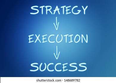 Success concept: success flow chart on a blue background 