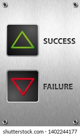Success Failure Elevator Interface Down Buttons Stock Illustration ...