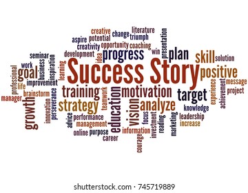 Success Story, Word Cloud Concept On White Background.