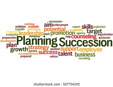 Succession Planning, Word Cloud Concept On White Background.