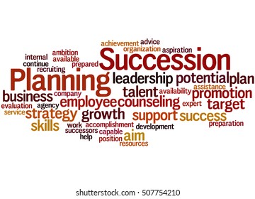 Succession Planning, word cloud concept on white background.