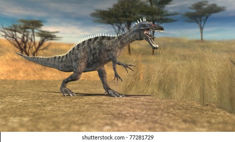 Suchomimis Dinosaur Savanna Stock Illustration 77281729