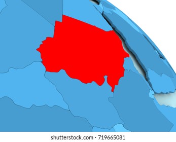 Sudan Highlighted On Blue 3d Model Stock Illustration 719665081 ...