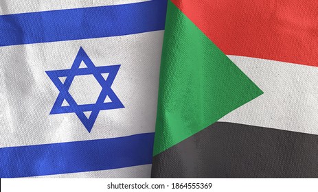 Sudan And Israel Two Folded Flags Together 3D Rendering