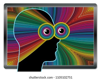 Suffering From Computer Vision Syndrome. Digital Eye Strain Causing Blurred Vision