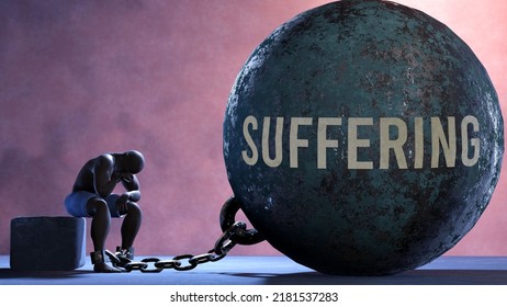 Suffering That Limits Life And Make Suffer, Imprisoning In Painful Condition. It Is A Burden That Keeps A Person Enslaved In Misery.,3d Illustration