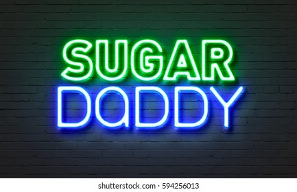 Sugar Daddy Neon Sign On Brick Wall Background