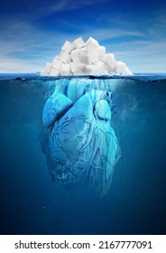 Sugar Iceberg - Hidden Danger And Diabetes Concept - 3d Illustration