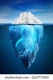 Sugar Iceberg - Hidden Danger And Diabetes Concept - 3d Illustration