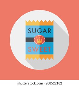 Sugar Packet Flat Icon With Long Shadow