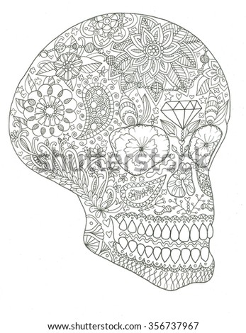 Sugar Skull Day Of The Dead Coloring Page