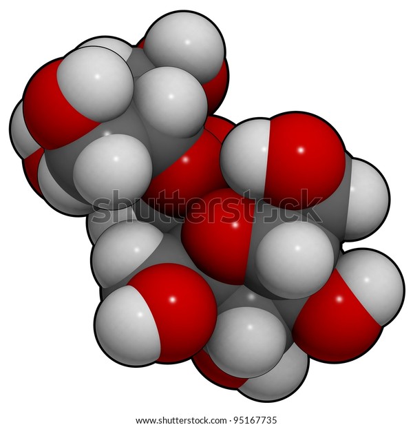 Sugar\
(sucrose, saccharose) molecule, chemical\
structure