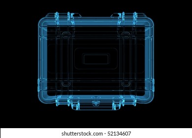 Suitcase 3D Rendered Xray Blue Transparent