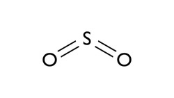 Sulfur Dioxide Molecule, Structural Chemical Formula, Ball-and-stick Model, Isolated Image Toxic Gas