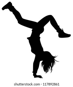 sulfur silhouette of a girl in motion, dancing