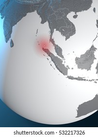 Sumatra, Earthquake Of Sumatra Island, Indonesia Map. 3d Rendering