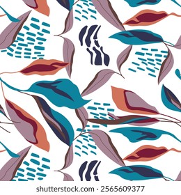 Sumer Leaf design red and blue multi color