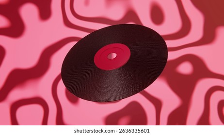 Summer 3D horizontal render backgrounds poster vinyl album record groovy vintage retro music sound song advertisement vibe cherry red pink girly trendy cool cartoon dance disco mockup party pop club