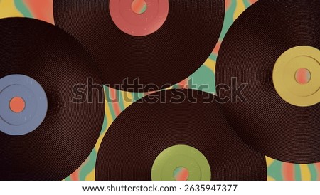 Summer 3D horizontal render image backgrounds vinyl album record music sound song advertisement textured scratch poster disco vintage retro 1970s nostalgic colours gradient techno groovy vibe trendy