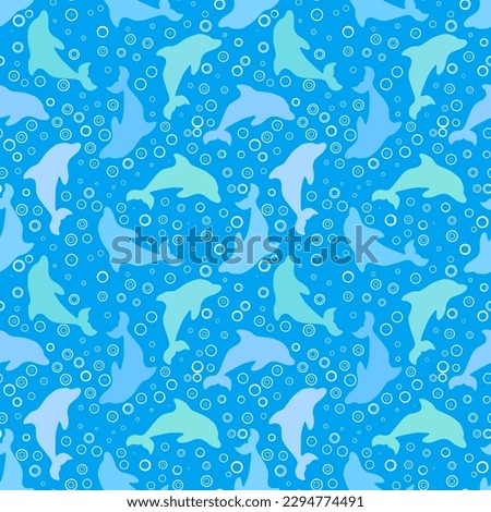 Summer animals seamless dolphins pattern for wrapping paper and kids clothes print and fabrics and linens and swimsuit textiles 