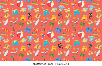 Summer Beach Pattern Wallpaper Background Stock Illustration 1426296011 ...