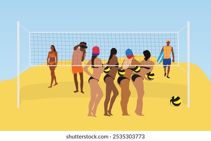 Summer beach volleyball bikini shooting sports recreation image - Powered by Shutterstock