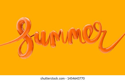 Summer Bright Bubble Script Typography Background 3D Render