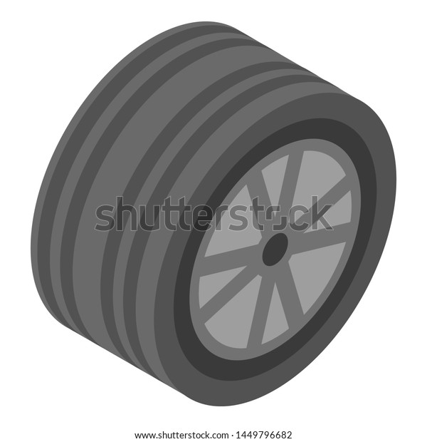 Summer car wheel icon.\
Isometric of summer car wheel icon for web design isolated on white\
background